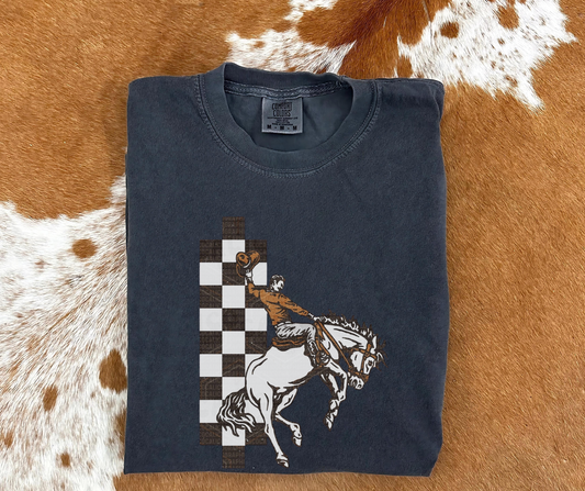 Checkered Cowboy Bronc Tee