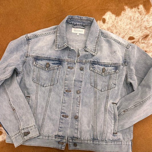 Kentucky Bow Light Wash Denim Jacket