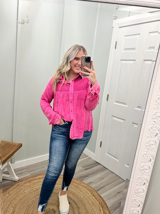 Pink Button Down Spring Top