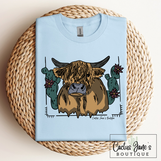 Highland Cow Cactus Tee