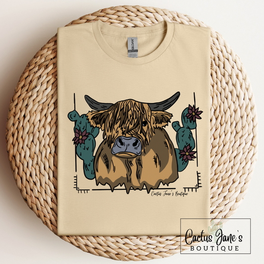 Highland Cow Cactus Tee