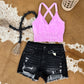 Washed Criss Cross Cropped Cami