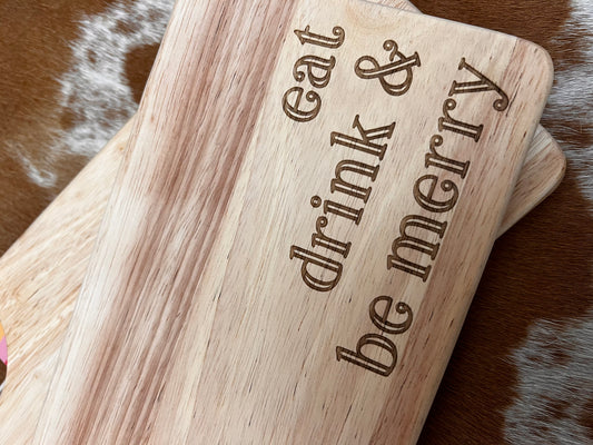 Eat drink & be merry small cutting board